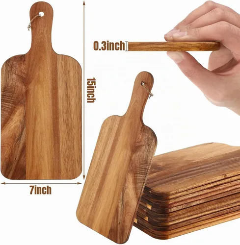 Vista 2 de Patelai Juego de 12 Tablas de Cortar de Madera con Asas, Tabla de Cortar Grande para Servir en la Cocina, Tabla de Cortar Lisa, Regalos a Granel