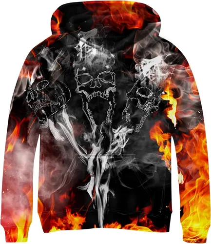 Vista 6 de Linnhoy Sudaderas con capucha para niños y niñas con estampado digital 3D de 6 a 15 años Cbai Blanco