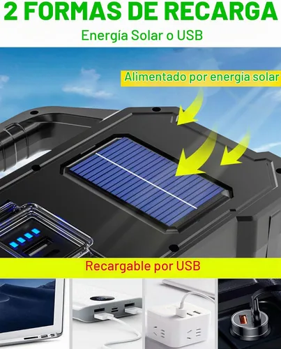 Vista 4 de Linterna LED solar reflector linterna linterna de mano proyector luces