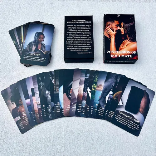 Vista 8 de GZXINKE Confesión de cartas Oracle de alma gemela, Baraja de oráculo de amor negro afroamericano, Situación kármica del alma gemela de la llama