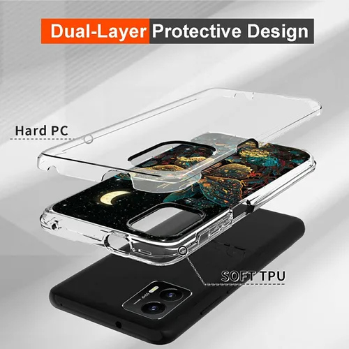 Vista 2 de Funda transparente para Motorola Moto G Stylus 5G 2023 con patrón de polilla de mariposa para mujeres y hombres, doble capa híbrida de poliuretano