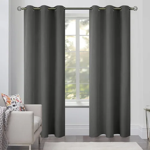 Vista 2 de White Classic Cozlo - 2 paneles de cortinas opacas para dormitorio con ojales, cortinas opacas para oscurecer la habitación, cortinas