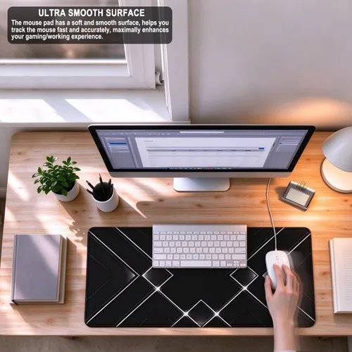 Vista 6 de Alfombrilla de mouse grande extendida para juegos XXL Almohadilla de Negro blanco