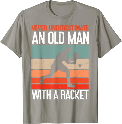 Vista 22 de Camiseta divertida de pádel "Never Underestimate An Old Man With A Racket, Negro