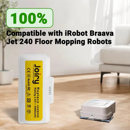 Vista 3 de Joiry Paquete de 2 baterías de repuesto de iones de litio de 3.6 V 3000 mAh compatibles con iRobot Braava Jet 240 Robots de mopa de piso