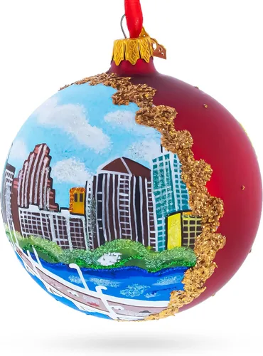 Vista 3 de Austin, Texas - Adorno de Navidad con bola de cristal, 4 pulgadas