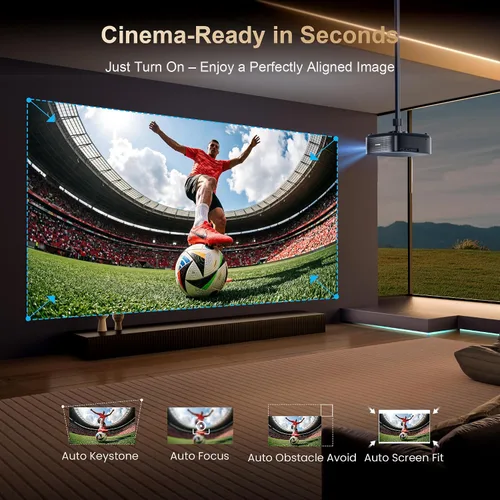 Vista 5 de [Usado] Alvar Smart NetfIix proyector 4K compatible, 2500 ANSI, 50W DoIby Audio Built-in Apps, DoIby Audio & dbx-tv Total Sonics, HDR10, Auto