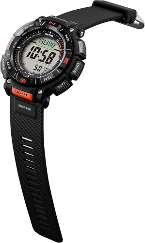 Vista 5 de Casio Pro Trek Bio Mass Tough Solar Triple Sensor con termómetro Altímetro Barómetro Brújula World Time Reloj para hombre PRG340-1 Negro