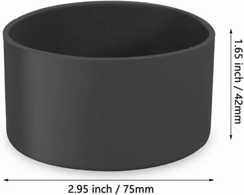Vista 3 de 2 piezas de 3 pulgadas / 75 mm Bota protectora de botella de agua negra, funda de silicona, accesorios para la parte inferior de 20 oz 30 oz 40 oz