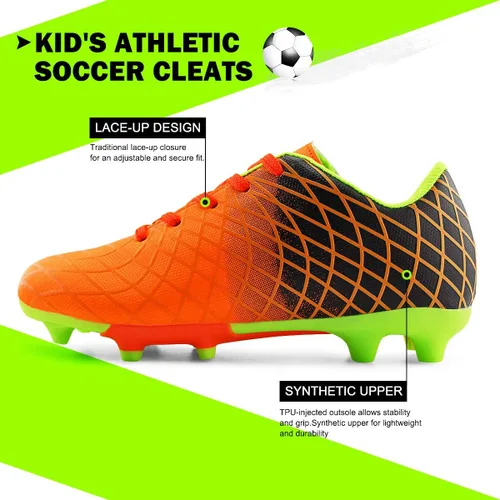 Vista 4 de JABASIC - Tacos de fútbol para exteriores para niños zapatos de fútbol atléticos y firmes