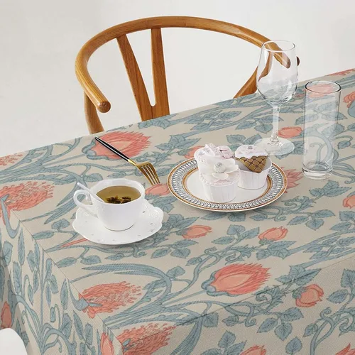 Vista 350 de Mantel Floral Retro de Pájaros, Diseño Original Bohemio William Morris Estampado Cubierta de Mesa para Hogar Picnic Fiesta Comedor Cocina William