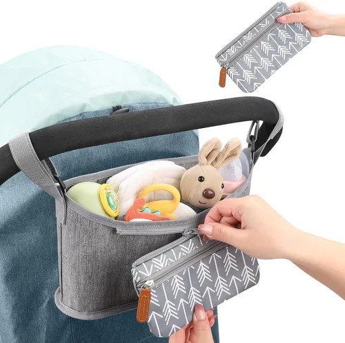 Vista 5 de Accmor Organizador universal para cochecito con bolsa desmontable para teléfono, organizador de cochecito, accesorios para Uppababy, Baby Jogger