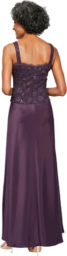 Vista 4 de Lace & Satin Gown with Sheer 34 Sleeve Scalloped Lace Jacket MIDNIGHT 12P
