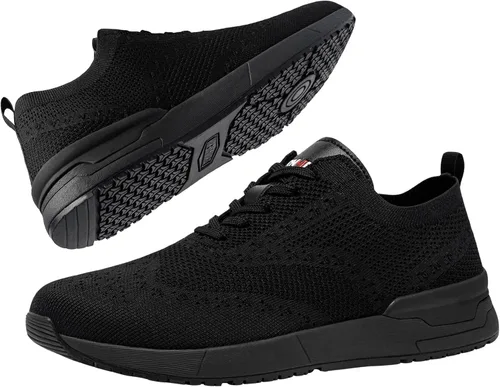 Vista 8 de LARNMERN Non Slip Work Shoes for Men Walking Running Sneakers Slip Resistant Casual Fashion Sports Tennis Shoe Kitchen Chef Food Service Slip on