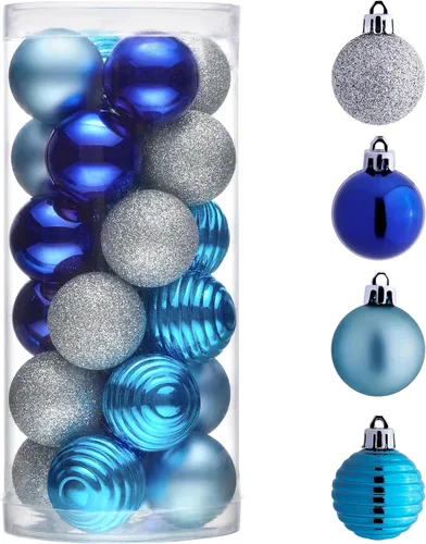 Vista 26 de Valery Madelyn Small Christmas Tree Decorations Ball Ornaments 24ct 1.57" Oro rojo