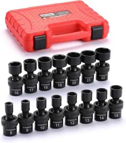 Vista 12 de CASOMAN 10 piezas de 1/2 pulgada de profundidad Juego de llaves de impacto universal métrico, 10-19mm