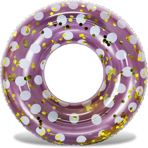 Vista 31 de POZA Flotador de Tubo Inflable para Piscina – Anillo de natación de confeti brillante, Tubo Inflable de Servicio Pesado Resistente a los Rayos UV