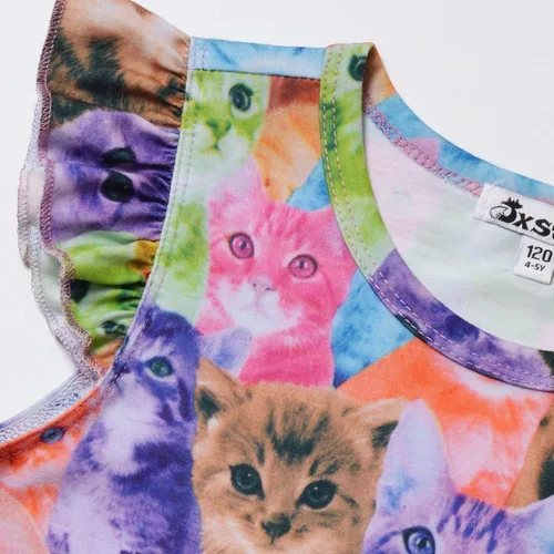 Vista 4 de Jxstar Paquete de 2 camisones para niñas, pijamas de manga con vuelo, vestidos de noche de algodón