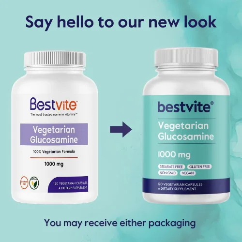 Vista 3 de BESTVITE Glucosamina vegetariana 1000 mg (120 cápsulas vegetarianas) - Sin estearatos - Sin rellenos