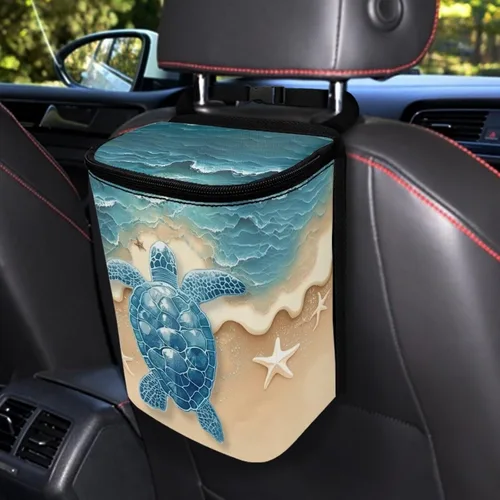 Vista 38 de Talayituse Cubo de basura portátil con estampado de camuflaje de bandera estadounidense, accesorios interiores de vehículos multifuncionales