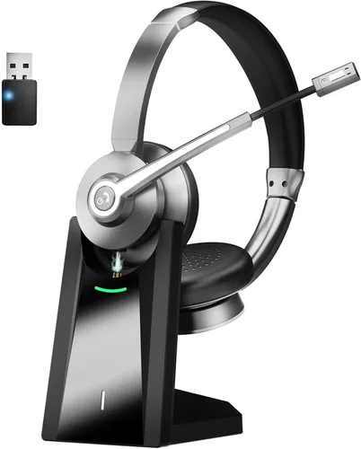 Vista 6 de Earbay Auriculares inalámbricos, auriculares Bluetooth con micrófono con cancelación de ruido y dongle USB, auriculares inalámbricos con micrófono