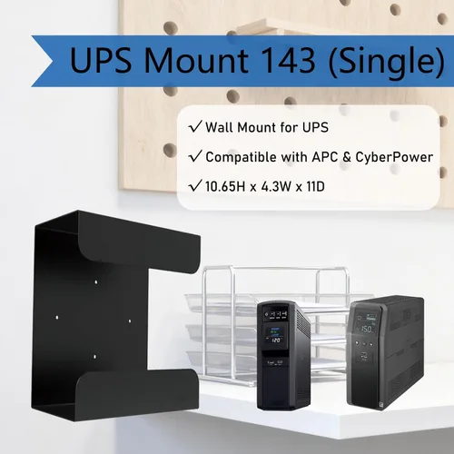 Vista 3 de Soporte de montaje en pared para UPS Montaje único compatible con batería de reserva APC y CyberPower UPS Kit de montaje resistente para oficina