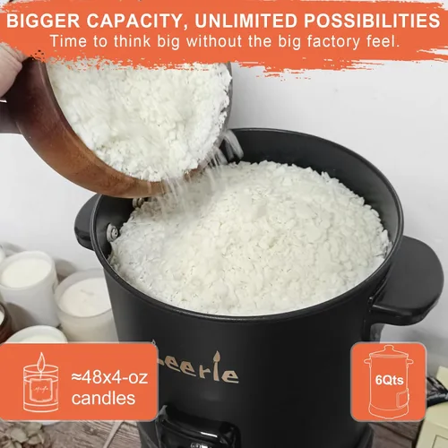 Vista 4 de Leerie Derretidor de cera digital de 12 libras para hacer velas, olla de fusión de cera de vela D6 con control preciso de temperatura y núcleo