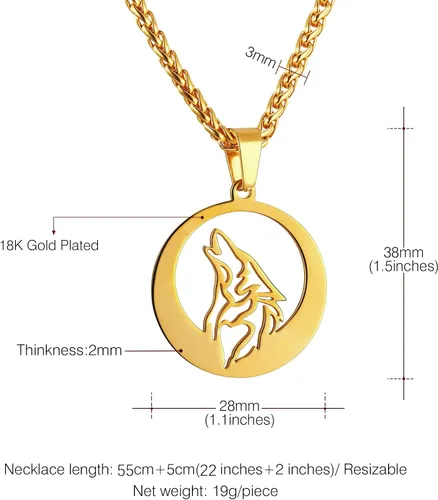Vista 6 de U7 Collares punk camaleónáguiladragónhalcónlobo para hombres y mujeres, colgante de animal de acero inoxidable negro retro, regalo de joyería