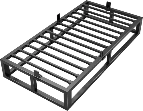 Vista 15 de Bilily Marco de cama individual de 14 pulgadas con soporte de listones de acero resistente, plataforma de metal resistente para colchón