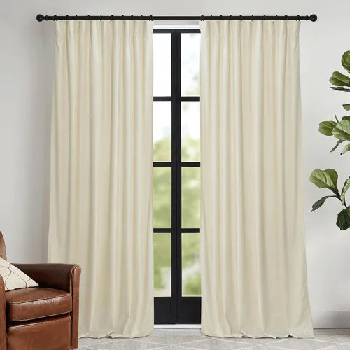 Vista 41 de RYB HOME Cortinas elegantes de terciopelo verde de 63 pulgadas de largo, bloqueo de luz, aislamiento térmico, elegantes cortinas de terciopelo