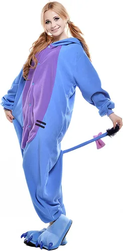 Vista 5 de VU ROUL Disfraces de Halloween para mujeres y hombres, Eeyore, mameluco unisex para adultos, pijamas de fiesta de animales de Navidad