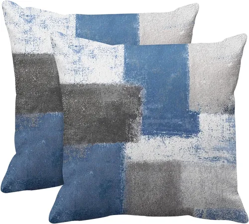Vista 11 de Britimes Fundas de almohada modernas para decoración del hogar, 16 x 16 pulgadas, juego de 2 fundas de almohada de pintura al óleo abstracta