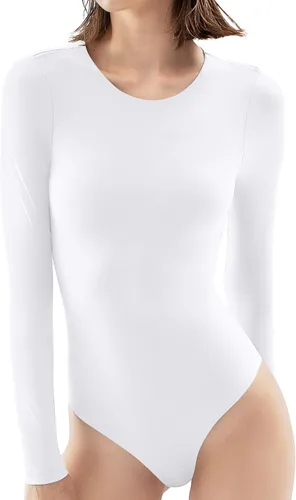Vista 49 de PUMIEY Body de cuello redondo y manga larga con sensación de segunda piel para mujer, colección Smoke Cloud 01 Negro azabache