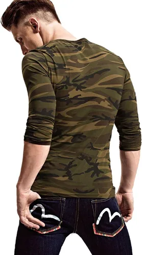 Vista 21 de XUDIAN. Camiseta de manga larga para hombre, cuello redondo