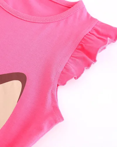 Vista 3 de Youlebao Conjunto de pantalones cortos para niñas pequeñas, conjunto de ropa de verano casual de algodón y pantalones cortos