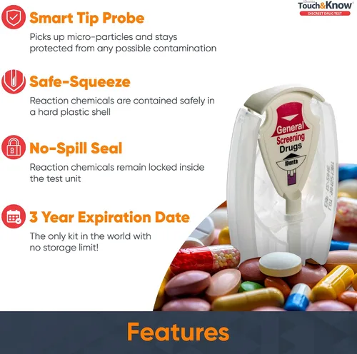 Vista 7 de Touch&Know Kit de prueba de drogas múltiples, detección general con resultados instantáneos, pruebas de 30 sustancias, kit de prueba