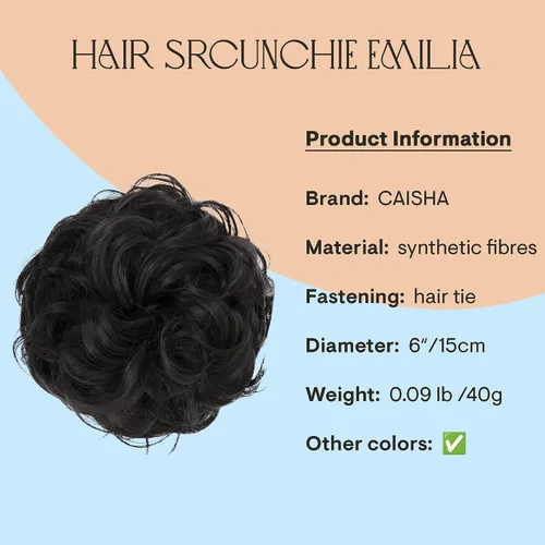 Vista 5 de CAISHA Postizo Grande Scrunchy Recogido Peinado Nupcial Rizado Moño Despeinado Marrón Chocolate Oscuro G2E