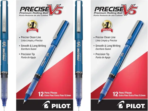 Vista 9 de Pilot, Precise V5, Bolígrafos de Tinta Líquida con Tapa de Bola Rodante, Punta Extra Fina 0.5 mm (0.020 in), Colores Surtidos, Paquete de 12