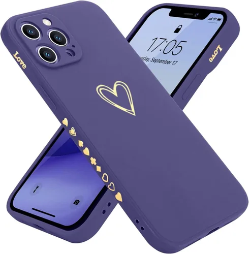 Vista 10 de Teageo Funda compatible con iPhone 12 Pro Max de 6.7 pulgadas para mujeres y niñas, bonito corazón de lujo