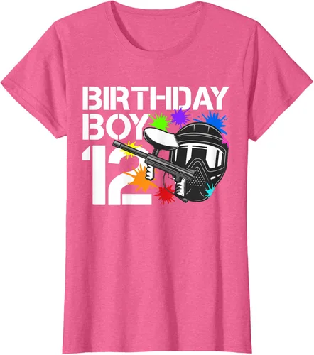 Vista 44 de 12th B-Day Paintball Birthday Party Boy 12 Year Old Funny T-Shirt, Negro