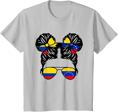 Vista 28 de Camiseta Half Colombian Half Venezolan Girl Colombia Kids Heritage, Gris
