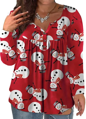 Vista 13 de VISLILY - Camisas tipo túnica de mujer, de manga larga, estilo Henley, talla plus, blusas con botones y plisadas 01_ negro