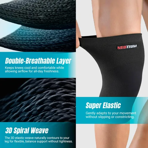 Vista 3 de NeoTium - Rodilleras térmicas para aliviar el dolor de rodilla, apoyo, mejora de la circulación, artritis y dolor en las articulaciones, rodilleras