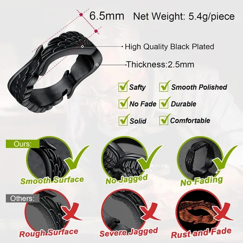 Vista 3 de FaithHeart Anillos góticos punk del diablo mal de ojo, anillo de motociclista de acero inoxidable con garra de dragón y águila para hombres