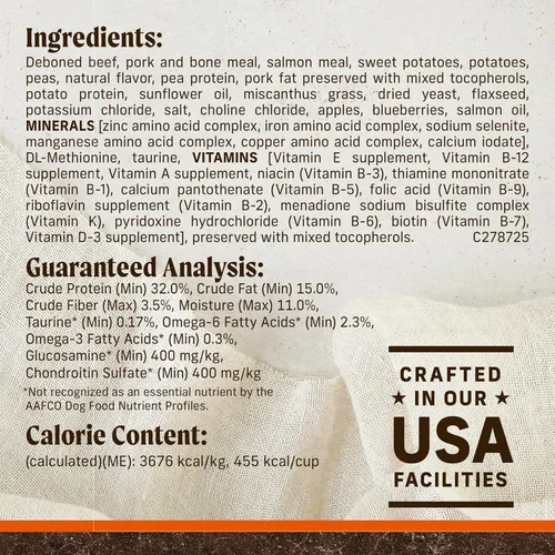 Vista 5 de Merrick Alimento seco premium para perros adultos sin granos, croquetas saludables y naturales, carne de res y batata de Texas real, bolsa de 30.0