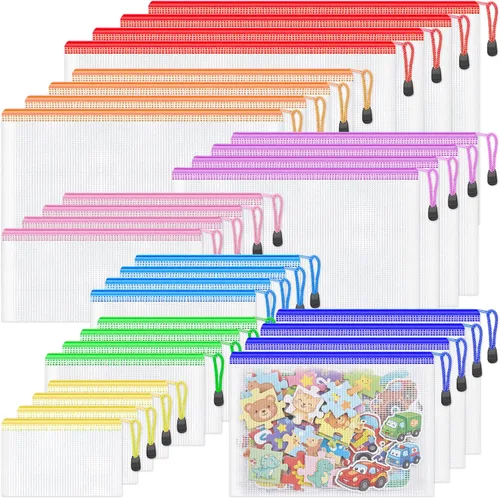 Vista 10 de Smarpau 8 bolsas con cremallera, 8 tamaños, 8 colores, bolsas de plástico con cremallera para organizar, bolsas de documentos impermeables multiusos