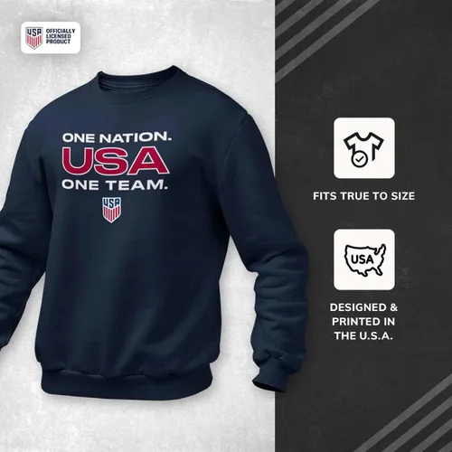 Vista 5 de The Victory Officially Licensed Unisex Adult USA National Soccer Team One Nation One Team Slogan Crewneck Sweatshirt