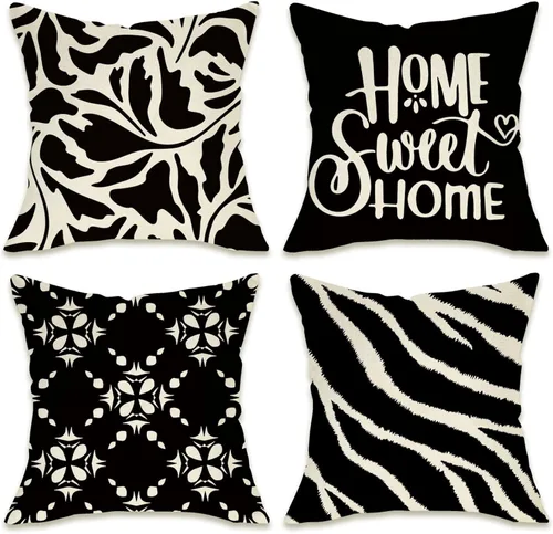 Vista 7 de Fahrendom Fundas Decorativas para Cojines de Aventura Boho 16 x 16 Pulgadas Juego de 4, Funda de Almohada Bohemia Arcoíris Montaña Bosque Porche