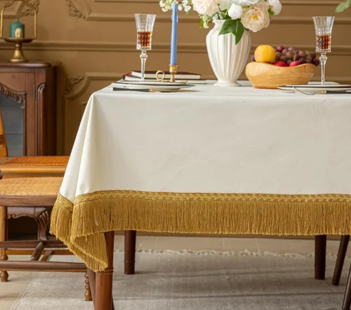 Vista 10 de F-CHU - Funda de terciopelo negro de lujo para mesita de noche con flecos dorados, mantel decorativo para mesita de noche, a prueba de polvo