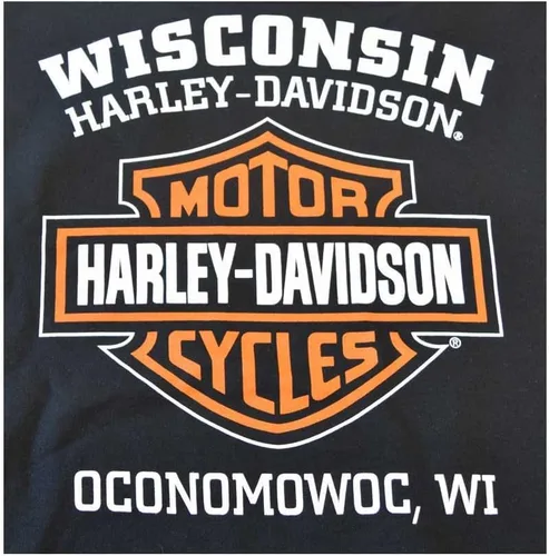 Vista 2 de Harley-Davidson Sudadera de forro polar de manga larga con cuello redondo para hombre, color negro